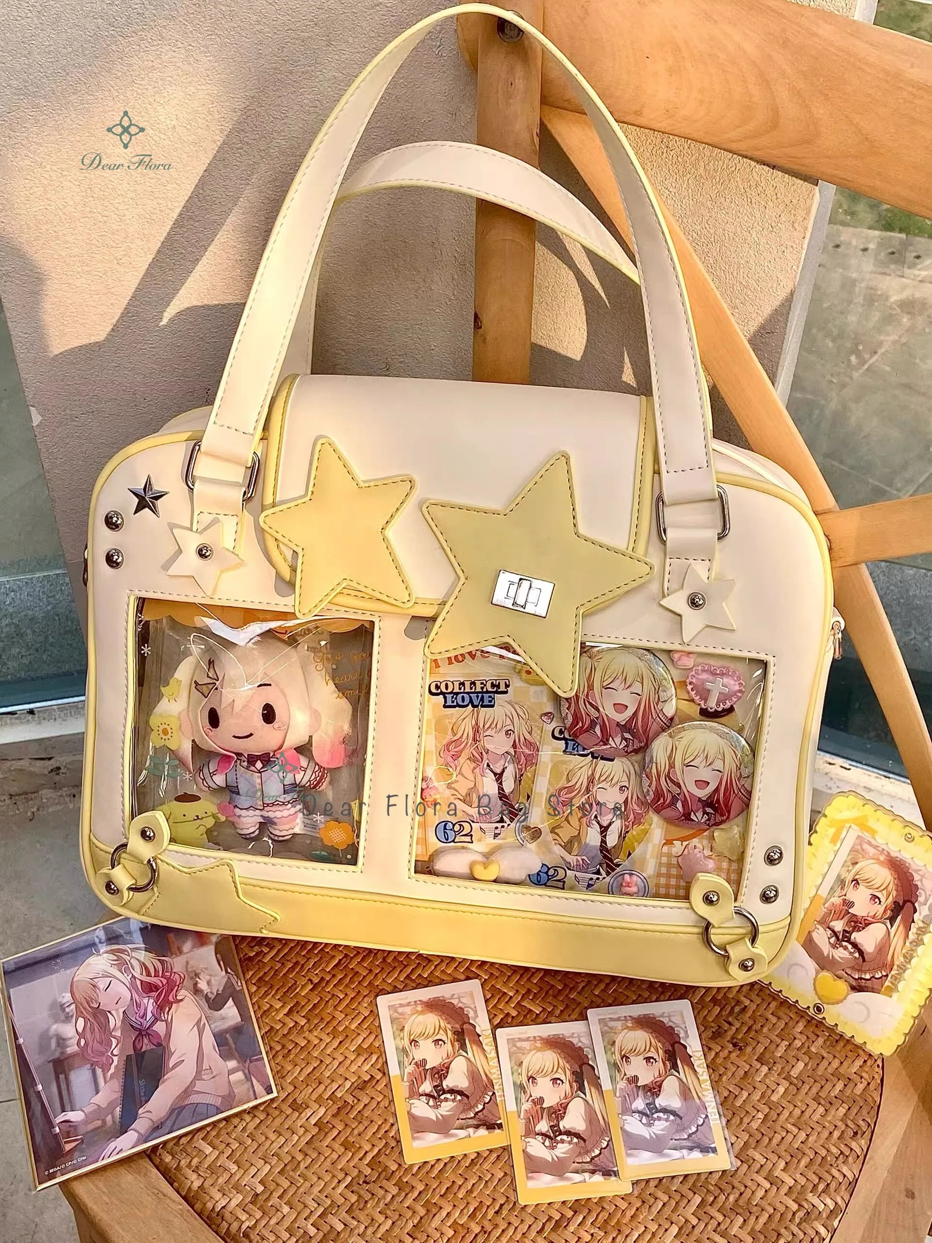 Y2K Trendy Star Ita Bag Lolita Girl Transparent Pocket Fashion Crossbody Bag Women's DIY Display Shoulder Bag Cute Purse Handbag.