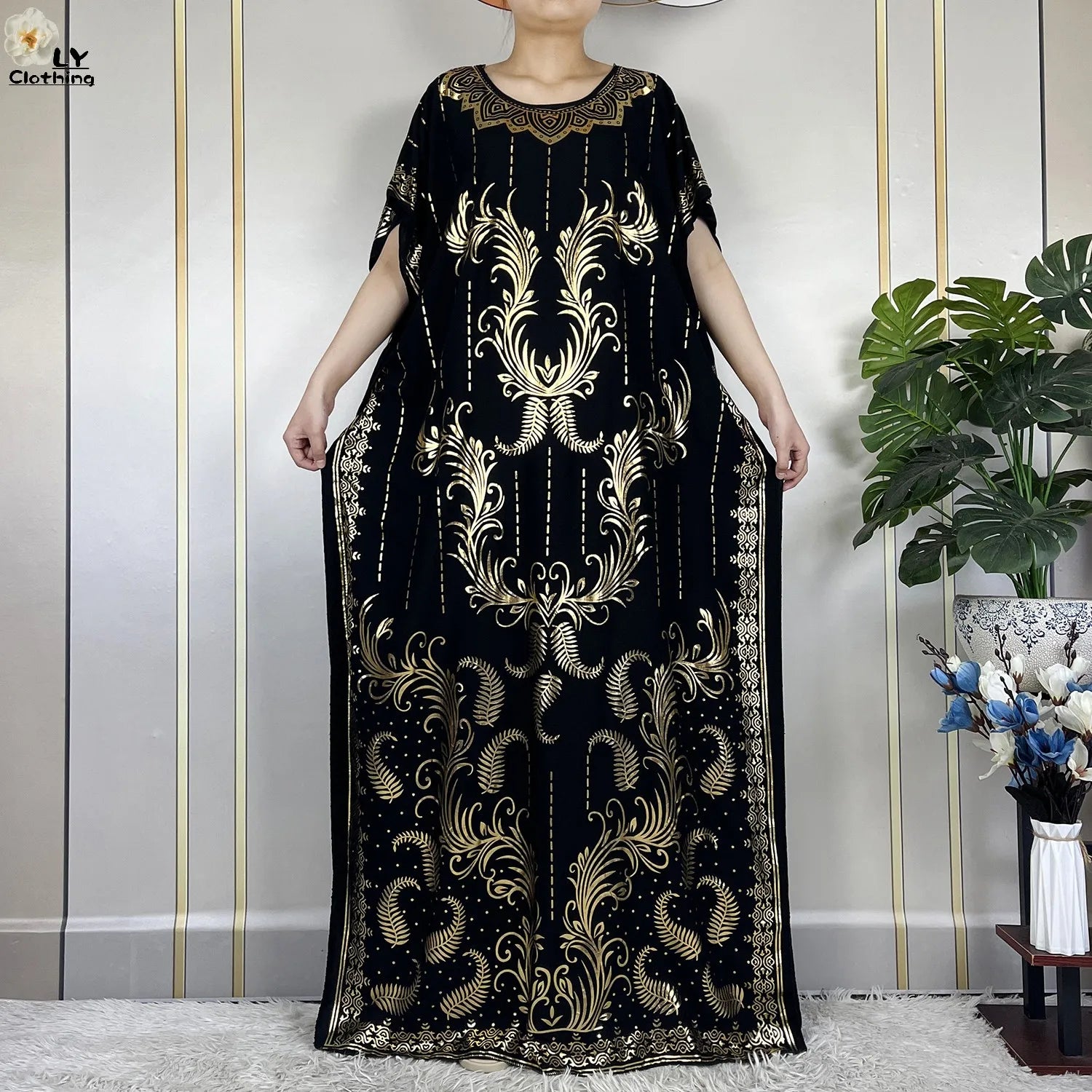 Neue Sommer Abaya für Frauen lässig Kurzarm weiches Baumwoll kleid Dubai Kaftan lose Dame Maxi Islam afrikanisches Kleid mit großem Schal.