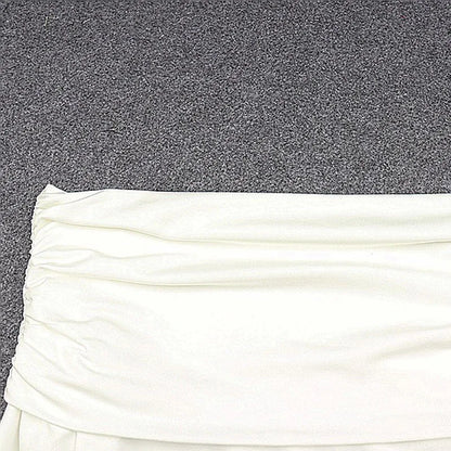 Women Off Shoulder Long Sleeve Slim Tops and Blouses Mesh Ruched Crop Tops Summer Autumn Y2K Sexy Elegant Shirts Female.