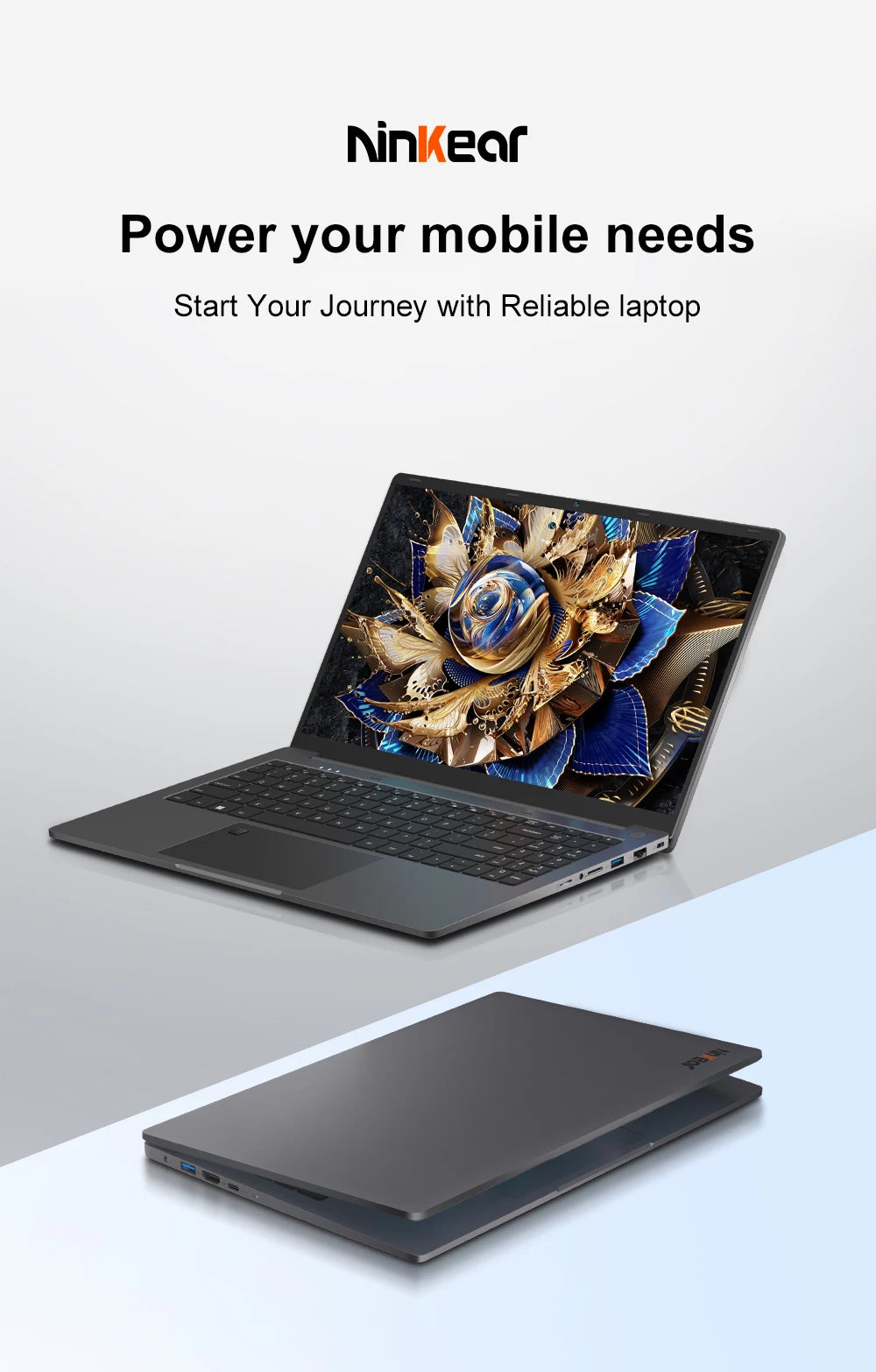 Ninkear A15 Air 2025 Laptop 15.6 Inch FHD IPS Screen AMD Ryzen™ 5 3500U 16GB DDR4 3200 MHz+512GB NVME SSD 180° Opening and Closing WiFi 5 BT 4.2 0.3s Fingerprint Unlock Tested ＆ Proven High Quality PC Notebook  Power You.