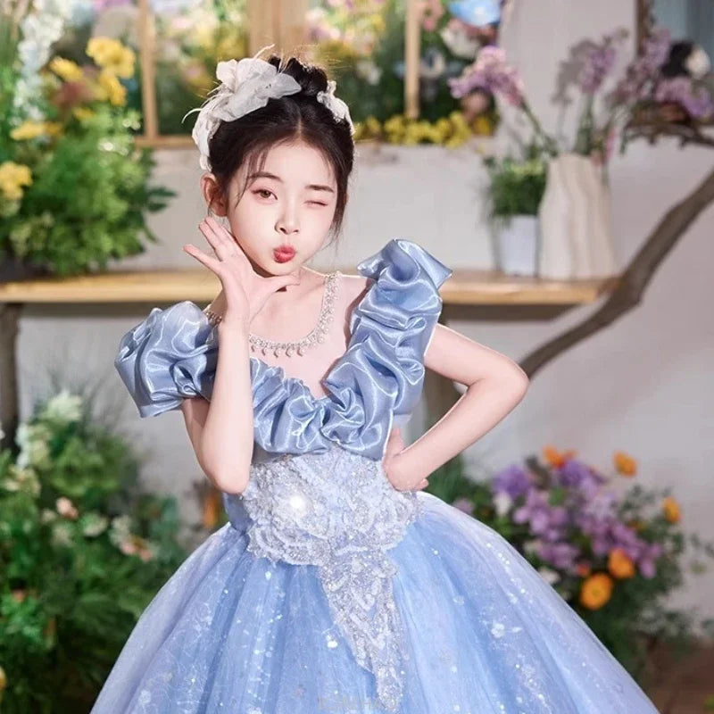 Elegangt Mädchen Abendkleid Luxus Prinzessin Kleid Geburtstag Party Pageant Outfit Kinder Klavier Rezitieren Leistung Formelle Kleidung.