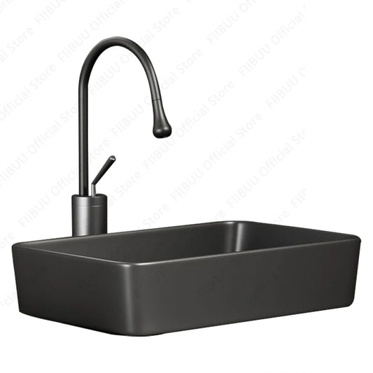 Rechteckiges silbergraues Porzellan-Keramikgefäßwaschbecken über der Theke, Toilette, Badezimmer-Schminktisch, Waschbecken, glasiertes weißes Waschbecken