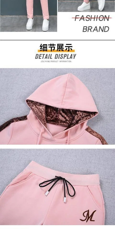 Women's Fashion Plush Thickened Sweat Suit 2025 Autumn Winter New Casual Hooded Tops Waistcoat Pants 3 Three Piece Set For Women