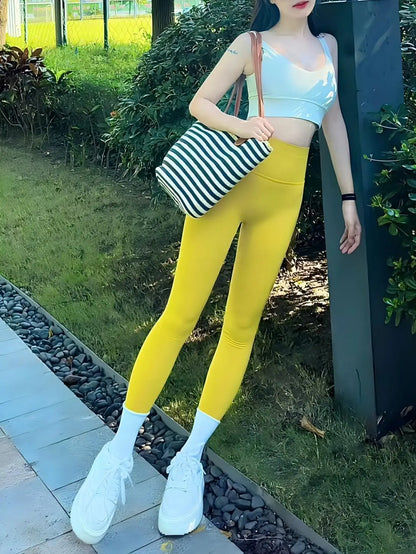 Women's High Waist Butt Lift Yoga Pants - No Camel Toe, Buttery Soft Naked Feeling, Peach Hip, Seamless Gym Running Leggings.