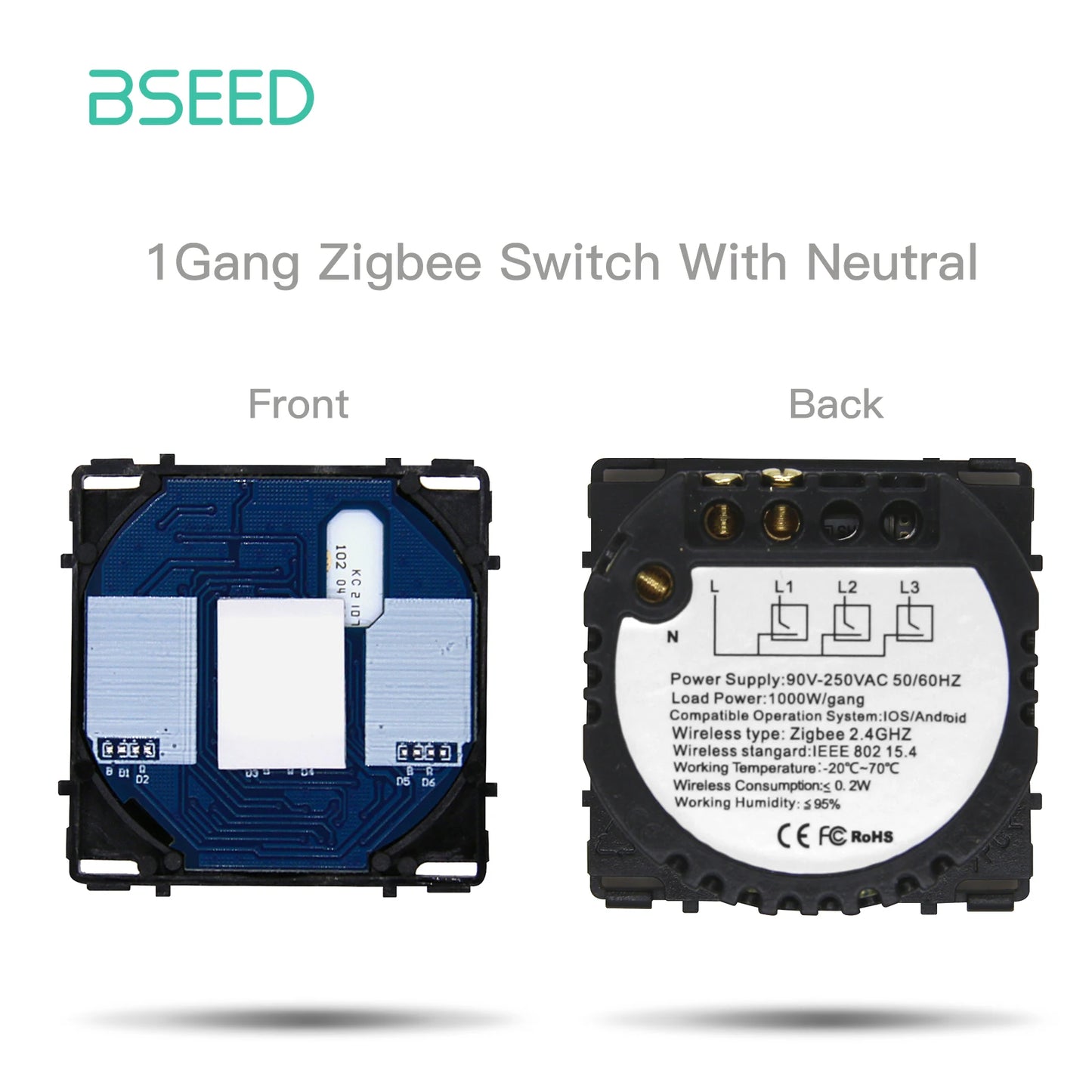 BSEED Zigbee Touch Schalter Funktion Basis 1/2/3Weg Glas Panels EU Wand Smart Steckdose Tuya Smart Leben App DIY Teile Nur