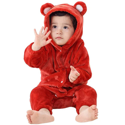 MICHLEY Winter Baby Strampler Mit Kapuze Flanell Cosplay Kleinkind Infant Kleidung Insgesamt Bodys Overall Kostüm Für Kinder Mädchen Junge