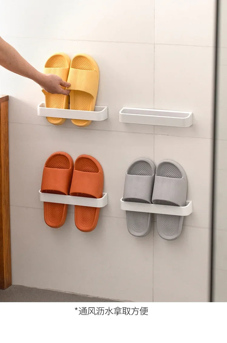 Wandhalterung für Hausschuhe, kein Stanzen, für Badezimmer, Handtuch, Aufbewahrungsregal, Toilette, multifunktionales Abflussregal für die Küche