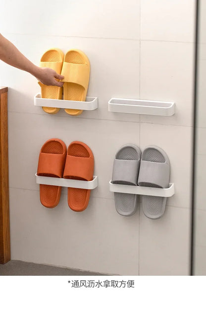 Wandhalterung für Hausschuhe, kein Stanzen, für Badezimmer, Handtuch, Aufbewahrungsregal, Toilette, multifunktionales Abflussregal für die Küche