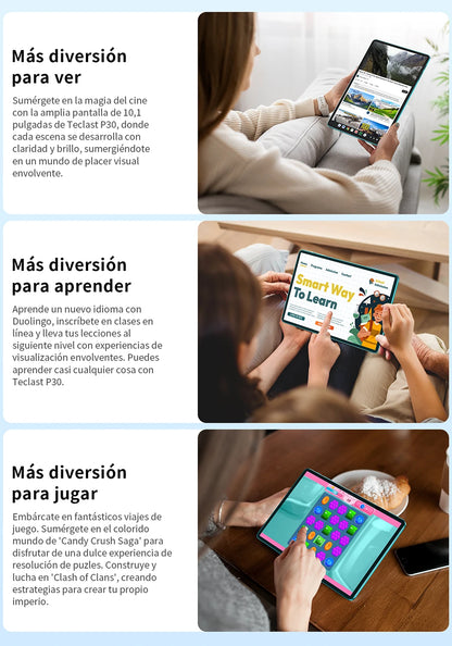 Teclast P30 Android 14 Tablet, 10.1 Inch, up to 12Gb Ram, 128Gb Rom, 1280X800 Ips, Unisoc T606, 8 Cores, 6000 Mah.