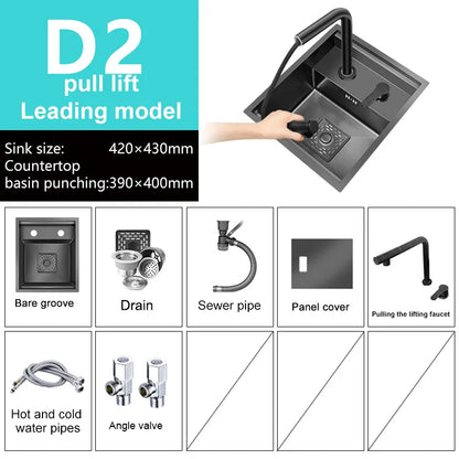 Stainless Steel Kitchen Sink Concealed Mini Single Sink Apartment Bar Multifunctional Hand Wash Fruit and Vegetable Basin