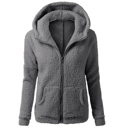 Autumn Winter Warm Jacket Women hoodie Hooded 2025 Casual Female Hoodies Sweatershirt Zipper Coat Solid Soft Fleece Women Coat.