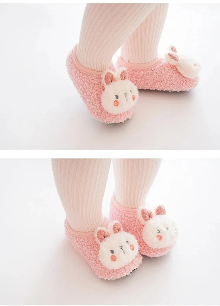 Autumn Winter Baby Slippers Toddler Plush Floor Sock Shoes Children Soft Sole Walking Shoes Indoor Home Anti-slip Kids Shoes
