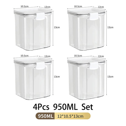 Large Capacity Waterproof Transparent Sealed Jar Multi-size Scene Kitchen Candy Dried Grain Storage With Lid Fridge Storage Tank