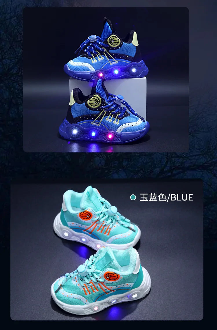 Hot Sales Lovely Fashion Kids Sneakers Cute Classic LED Lighted Baby Girls Boys Sneakers Glowing Children Shoes Toddlers.
