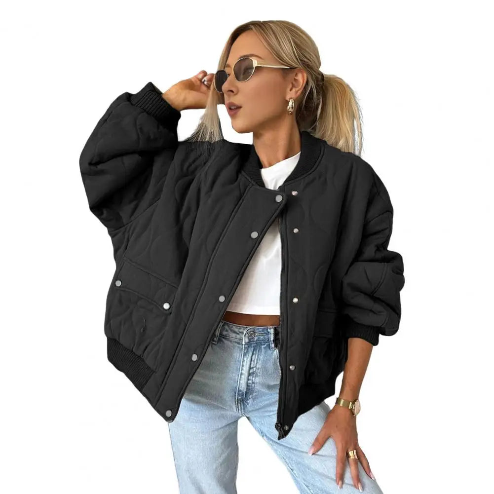 Frauen Herbst Winter Mantel Einfarbig Lange Mantel Baumwolle Jacke mit Knopf Verschluss Taschen Lose Rundhals Täglichen Jacke Oberbekleidung.