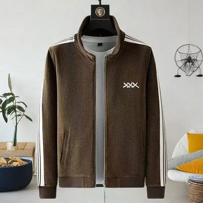 Autumn Winter warm sports Men Sets suit for men zipper stand-up collar cardigan jacket straight leg sweatpants two-piece set.