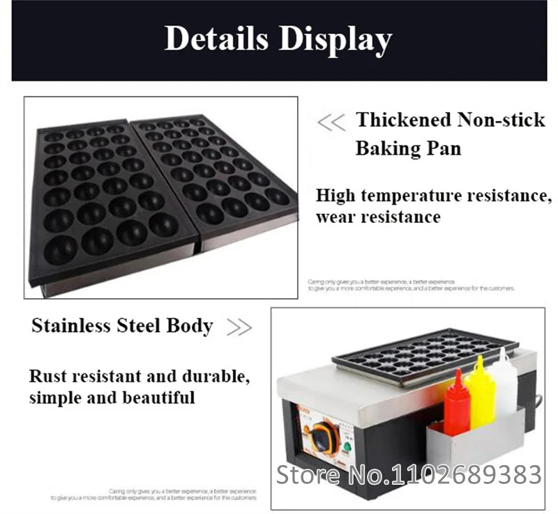 Commercial 28 Holes Takoyaki Maker Machine Electric or Gas Non-stick Waffle Balls Baker 40MM Round Fish Ball Making Machine.