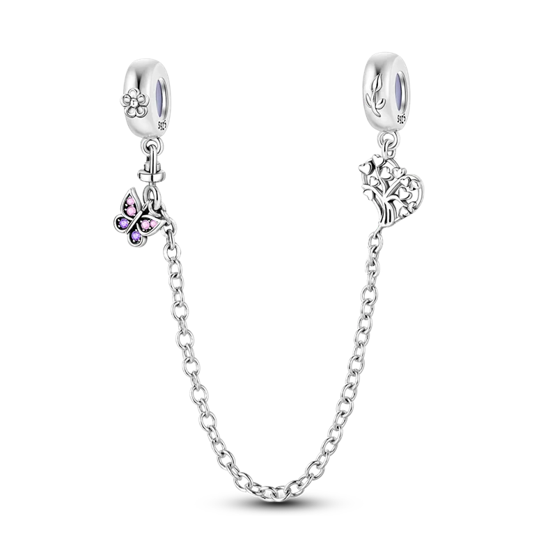 Silver Clasp 925 Sterling Silver CZ pave Clip Charms Daisy Beads Stopper Safety Chain fit Original Bangle Bracelet Jewelry Clip