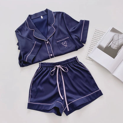 Sommer Kurzarm Pyjamas Frauen Eis Seide Dünne Stil Student Lose Große Nette Hause Kleidung Zwei Stück Set Pyjamas sommer.