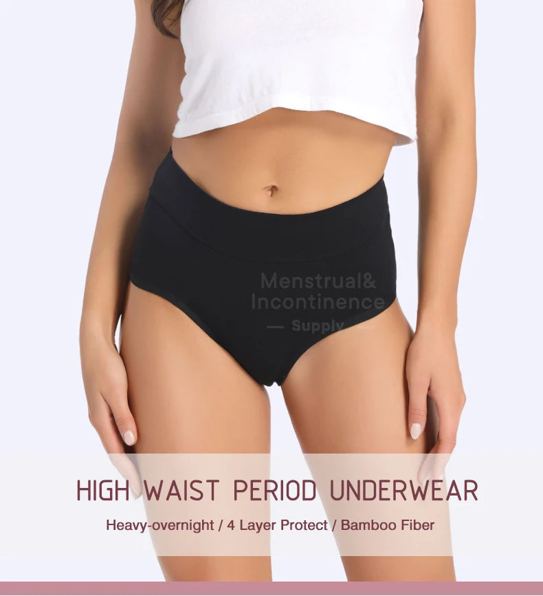 High Waist Washable Menstrual Panties Heavy Flow Overnight Reusable Comfortable Leakproof Absorbent Underwear.