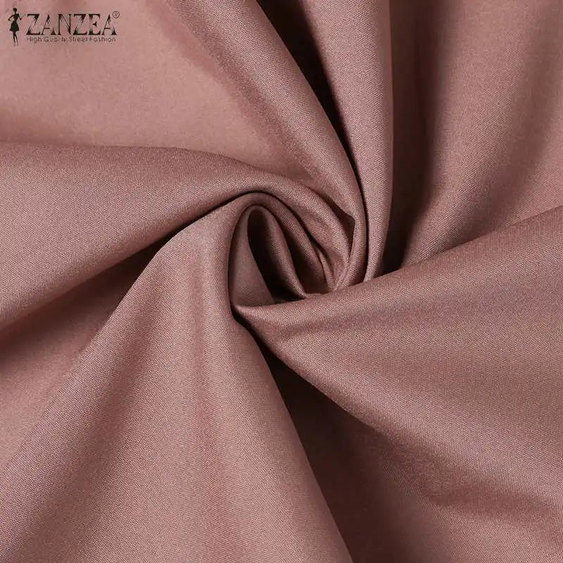 ZANZEA Muslim Women Matching Sets Long Sleeve Solid Color Tops And Loose Pant Suits Elegant Fashion Casual Tracksuit Kaftan 2025