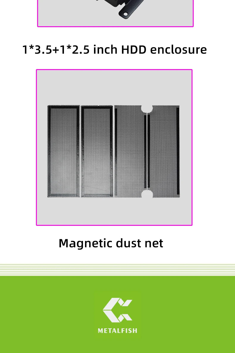 METALFISH T20 Mini ITX White Case 9L Compact PC Chassis Support Flex PSU/240mm GPU/100mm Cooler/180 Liquid Cooler.