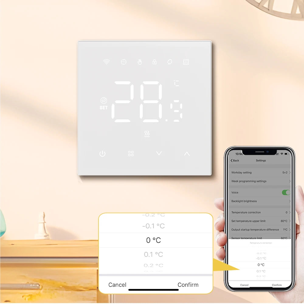 AVATTO Tuya WiFi Matter Smart Thermostat WaterGas Electric Floor Heating Temperature Controller For Alexa Google Apple HomeKit.