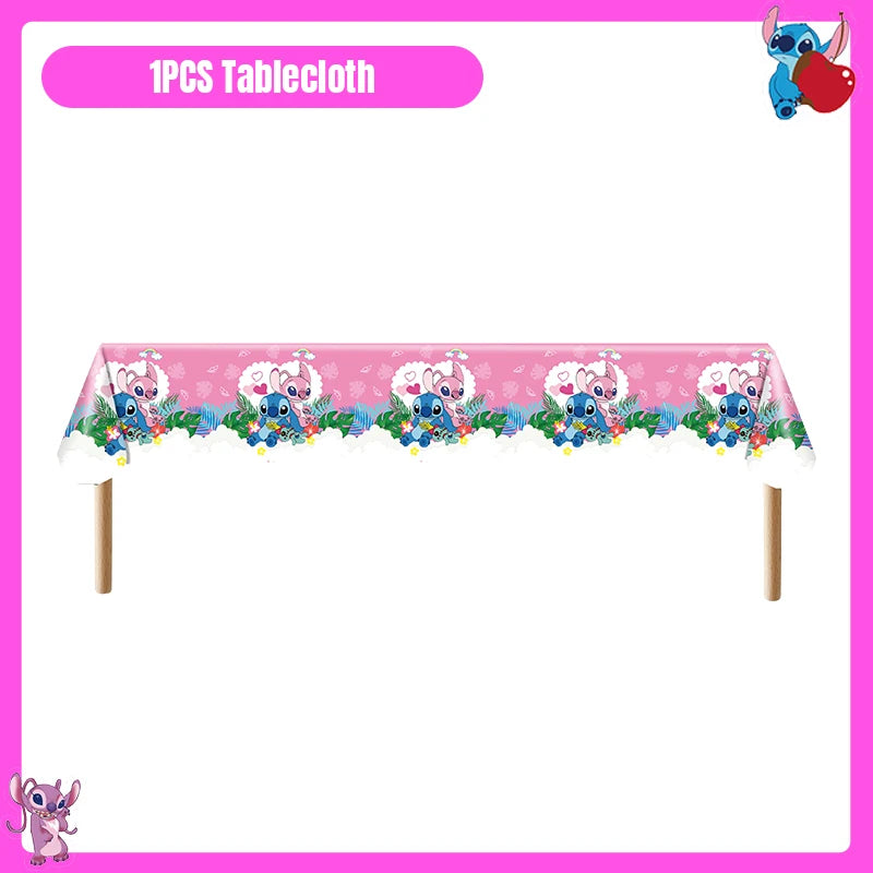 Disney Lilo und Stitch Party Dekoration Geschirr rosa Stitch alles Gute zum Geburtstag Party Thema liefert Ballon Hintergrund Tasse Teller.