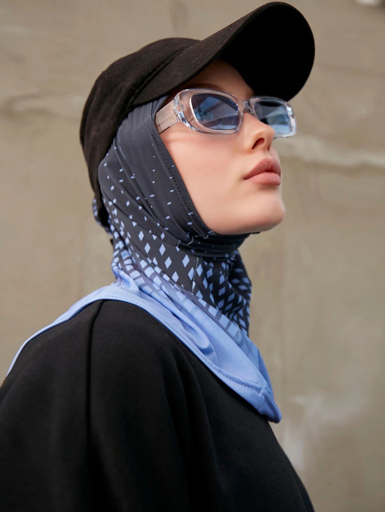 Sporty Muslim Inner Hijab Women Geometric Printing Pattern Instant Turban For Ladies Head Wrap Headband Header Model.