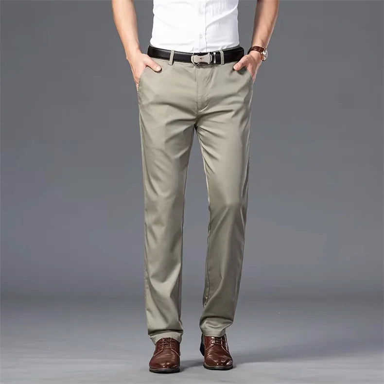 Spring Summer Thin Business Casual Pants Mens Straight Stretch Korean Classic Office Trousers Fashion Male Clothing Size 28-40.