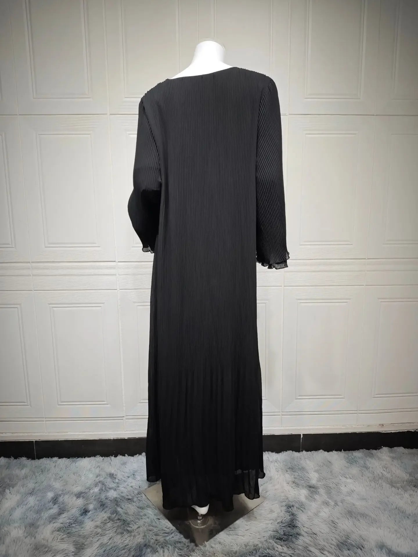 Eid muslimisches Kleid für Frauen Plissee Flare Ärmel Jalabiya Kaftan Islam Vestidos arabische lange Robe Ramadan Marokko Dubai Abayas