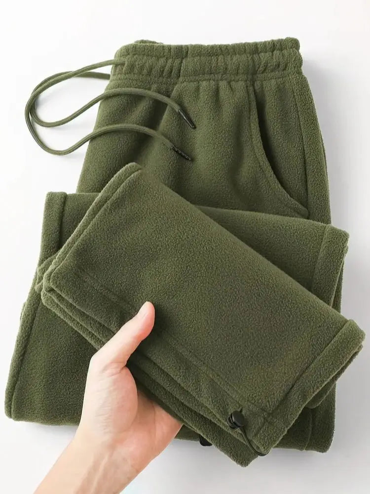Vintage Thick Winter Casual Fleece Pants Men Wide leg Baggy Warm Sweatpants Male Drawing Jogger Pants Falls Trousers.