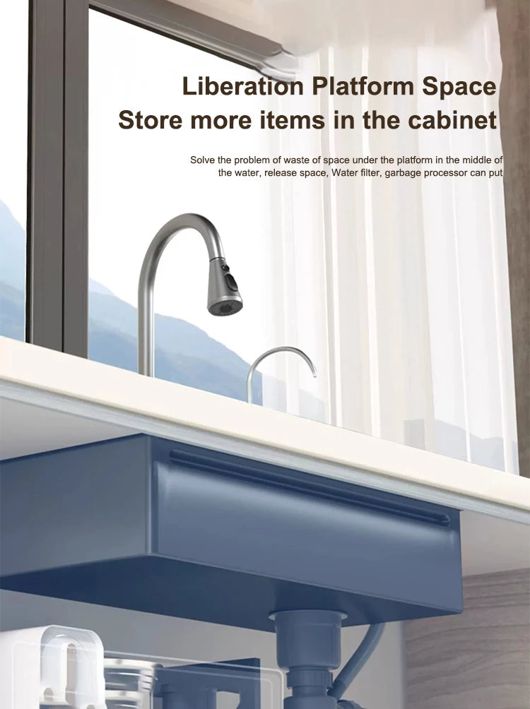 Küchenspüle, Wasserfall-Waschbecken aus Edelstahl, extra großer Einzelschlitz mit Digitalanzeige, Wasserhahn-Set für die Küche