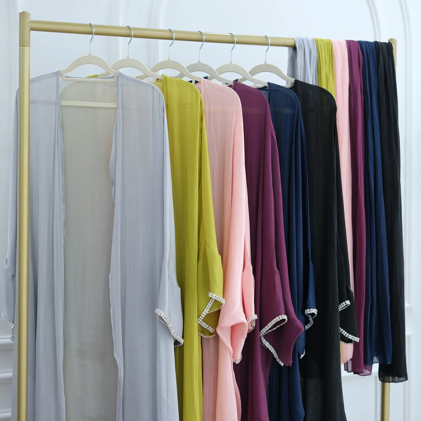 2025 New Abaya Set Shinny Dubai Abaya Cardigan Inner Dress Hijab 3pcs Set Islamic Clothing Women Abaya Muslim Dress