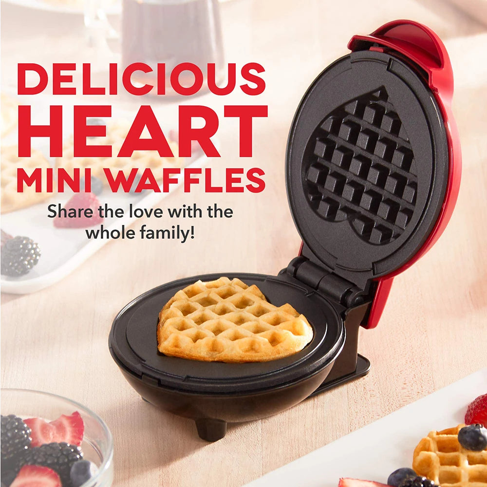 Electric Waffle Machine Portable Home Breakfast Machine Waffle Maker Breakfast Love Heart Shaped Waffle Maker Cooking Appliance.