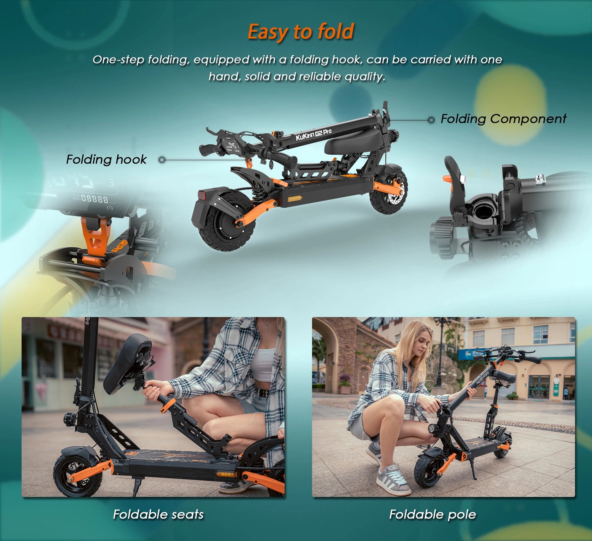 KuKirin G2 Pro Electric Scooter 600W Brushless Motor Adult E-Scooter 48V15.6AH Battery 9inch Rubber Vacuum Tires E-Scooter.