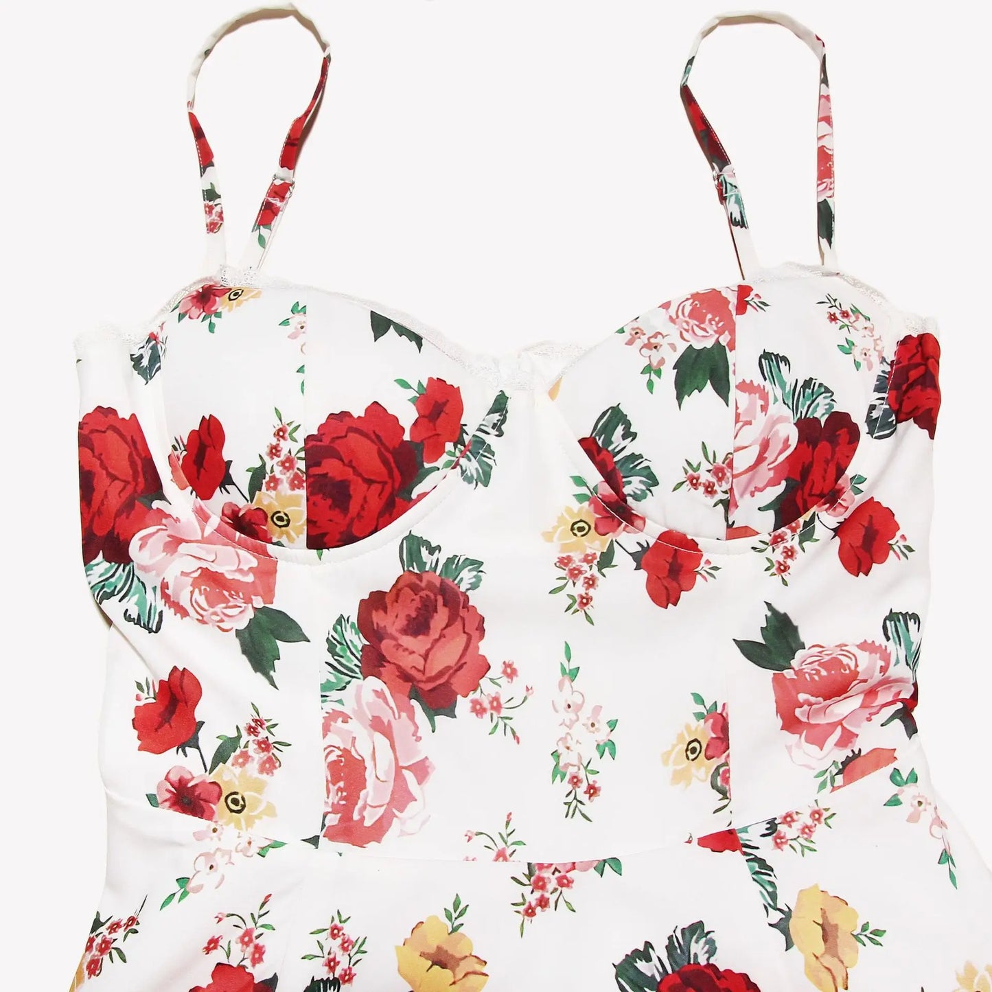 Mingmingxi Sommer A-Linie Flare-Kleid 2024, Blumendruck, Mini-Tüllrock, lässig, Urlaub, Party, Damenbekleidung