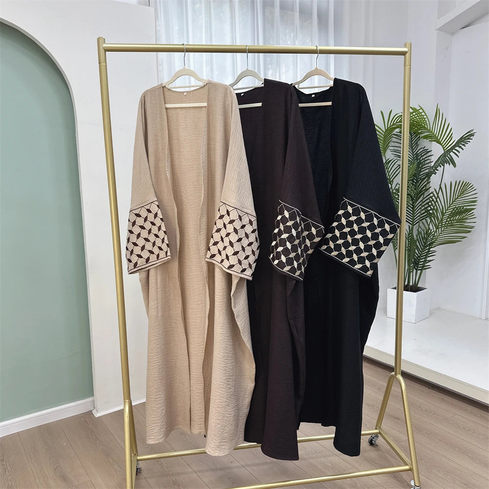 Open Muslim Kimono Abaya Dubai Elegant Kaftan Modest Dress Abayas For Women Islam Caftan Marocain Robe Arabe Femme Musulmane.