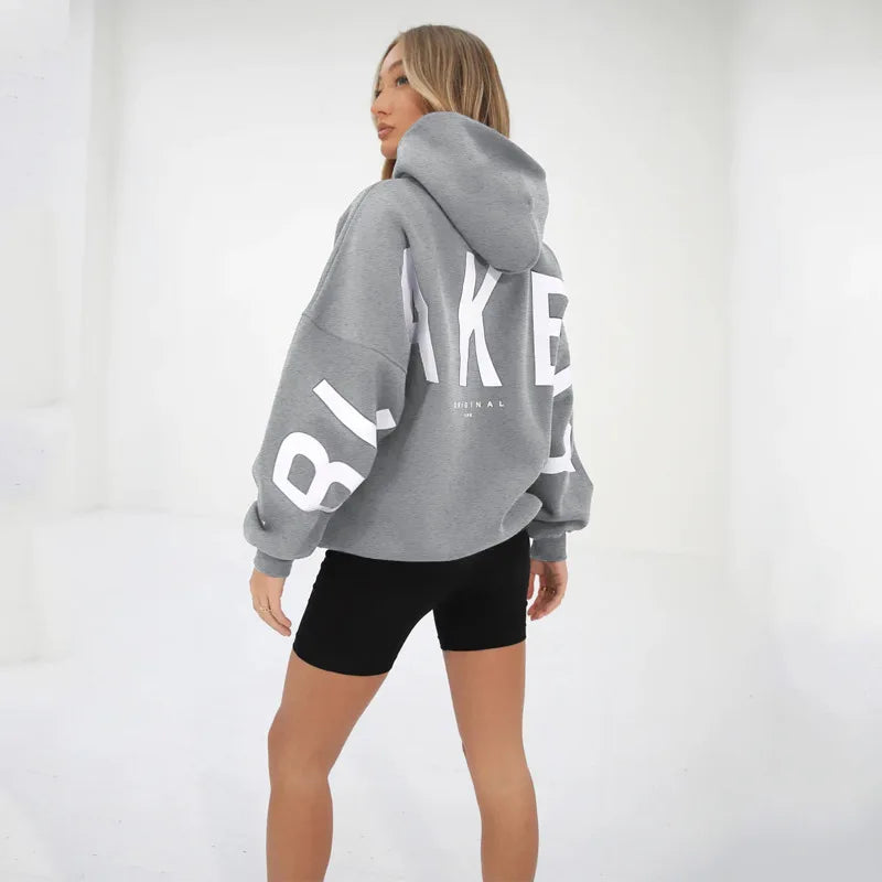 American Retro Letter Print Oversized Sweatshirt Women Harajuku Y2K Trendy Streetwear Top Chic Colorful Versatile Casual Hoodie