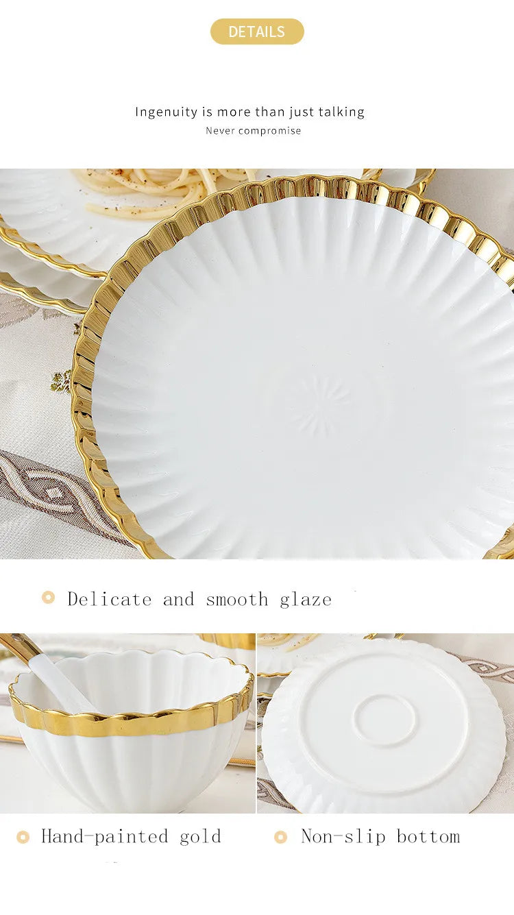 1pcs Upgrade white porcelain plates for food, dinner dishes, salad, soup bowls, ceramic porcelain plates, and tableware.