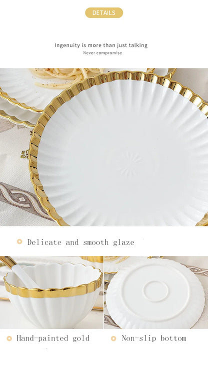 1pcs Upgrade white porcelain plates for food, dinner dishes, salad, soup bowls, ceramic porcelain plates, and tableware.