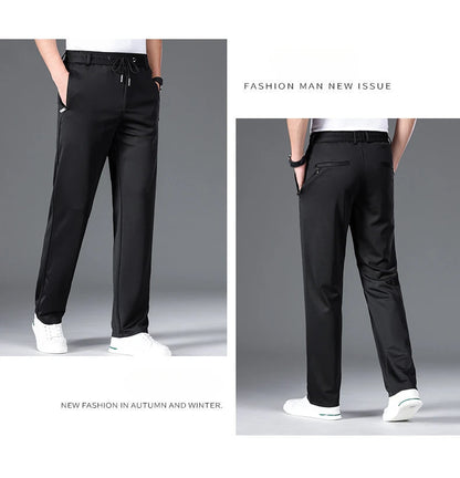 Big Size 10XL Winter Pants Men Fleece Lined Elastic Waist Strtch Trousers Male Thick Warm Straight Business Work Wear Plus Large