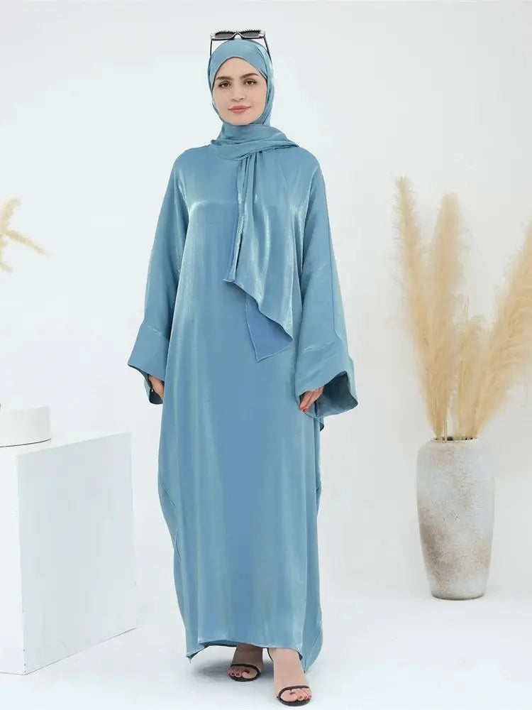 Eid Modest Satin Khimar Abaya Dubai Luxury 2024 Muslim Islam Arabic Abayas For Women Kaftan Hijab Dress Robe Femme Musulmane