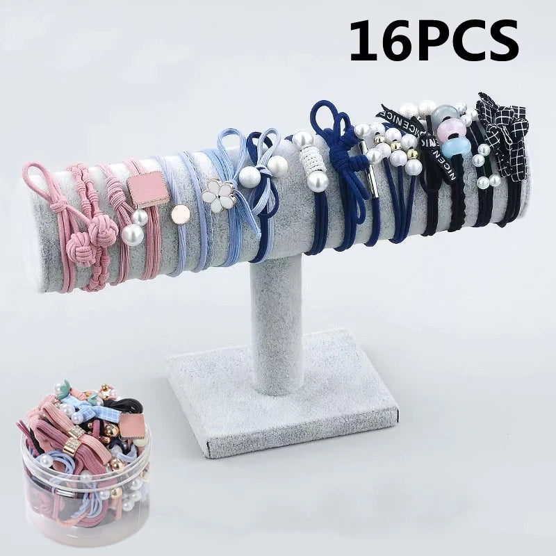 50/12PCS  Women Elastic Hair Ties Pearls Fashion Girls Scrunchies Ponytail Holder Rubber band Hair Rope Hair Accessories
