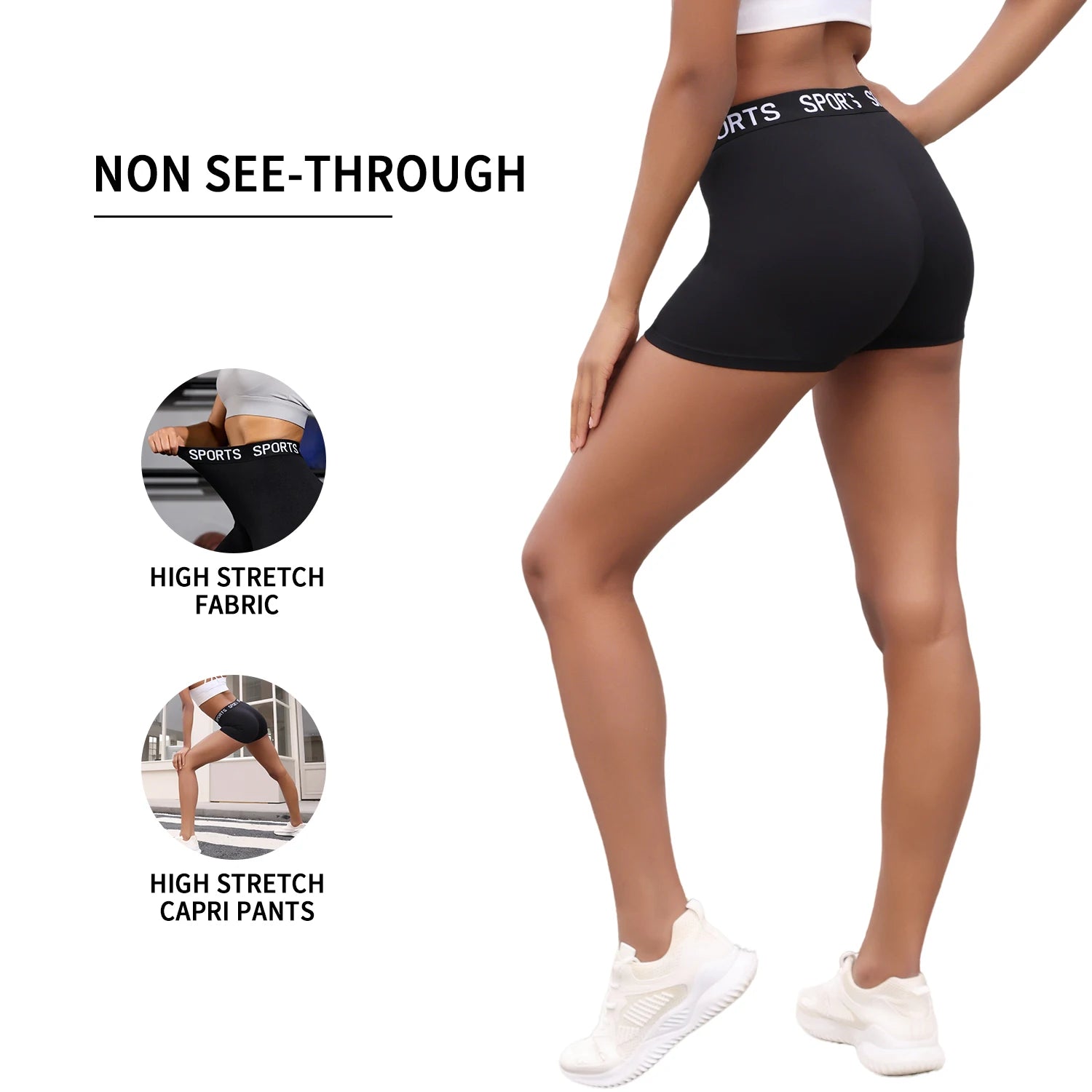 Super Soft Letter Waist Biker Shorts For Women No See Through Workout Running Yoga Athletic Push Up Gym Fitness Shorts.