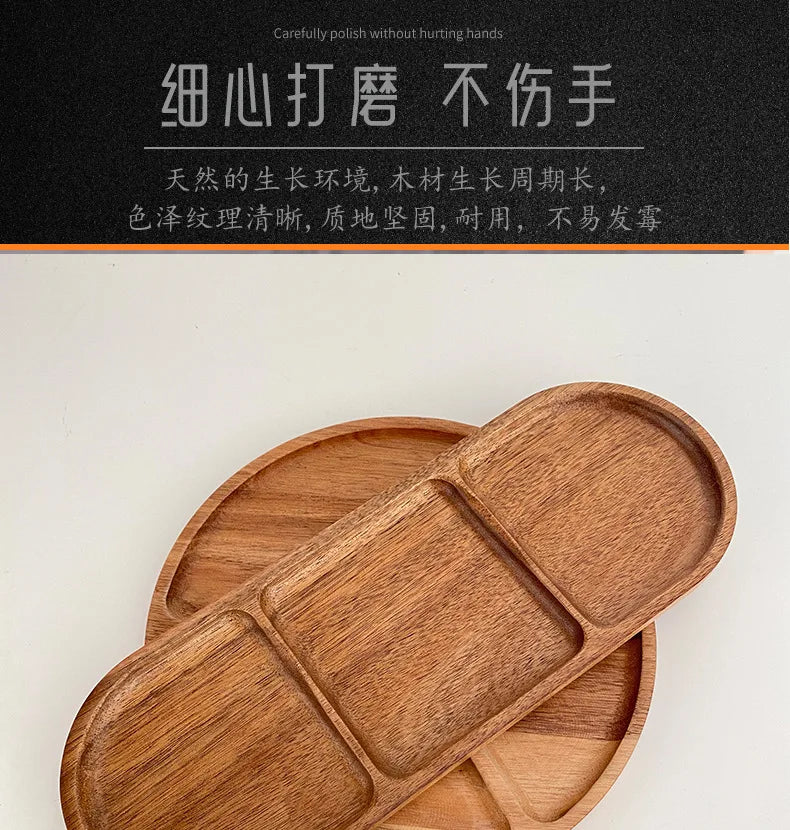 Acacia Wood Japanese Style Plates High Aesthetic Value Plates Creative Home Tableware Plates.
