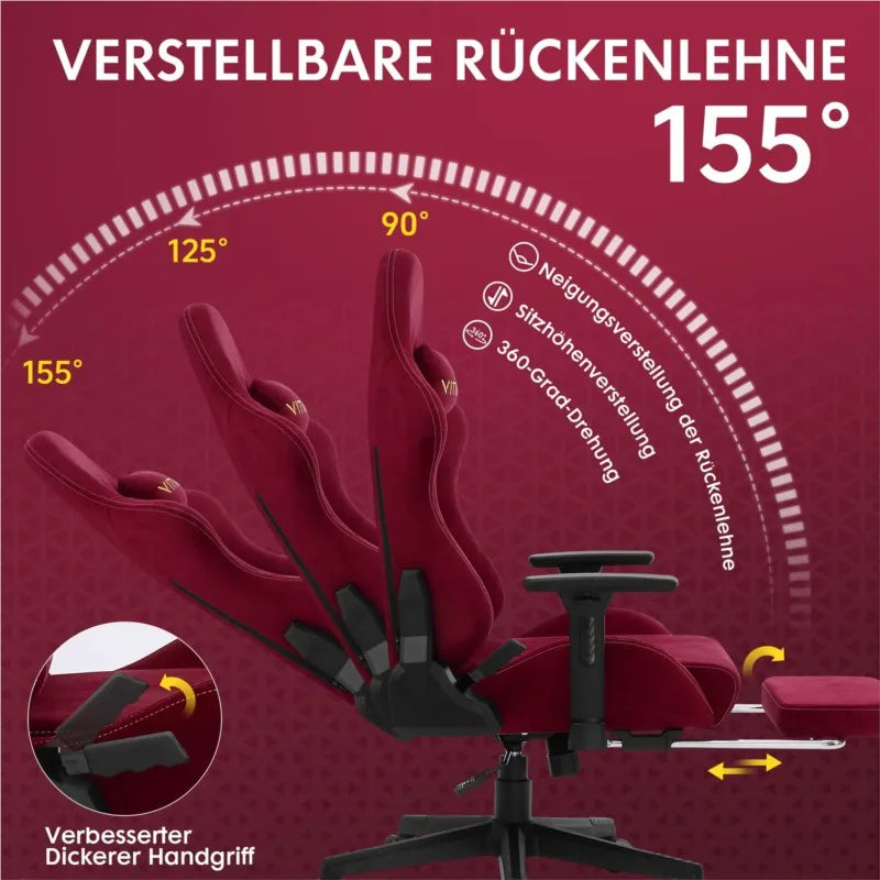 Kitinjoy Gaming-Stuhl für Erwachsene mit Fußstütze, ergonomischer Bürostuhl, Schreibtischstuhl mit Lendenwirbelsäule, neuer bequemer Bürostuhl für Erwachsene
