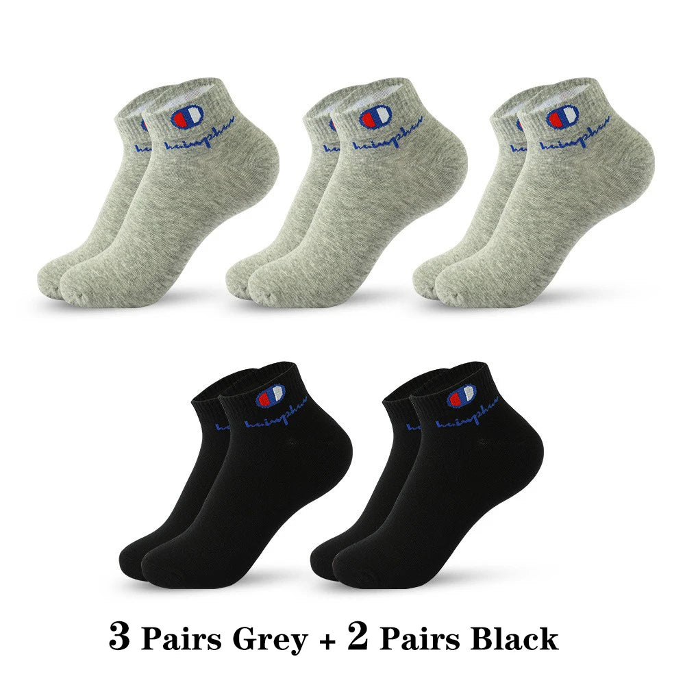 5/10/20 Pairs Men Ankle Socks Cotton Brand Classic Fashion Black White Socks Breathable Mesh Athletic Sports Socks for Summer