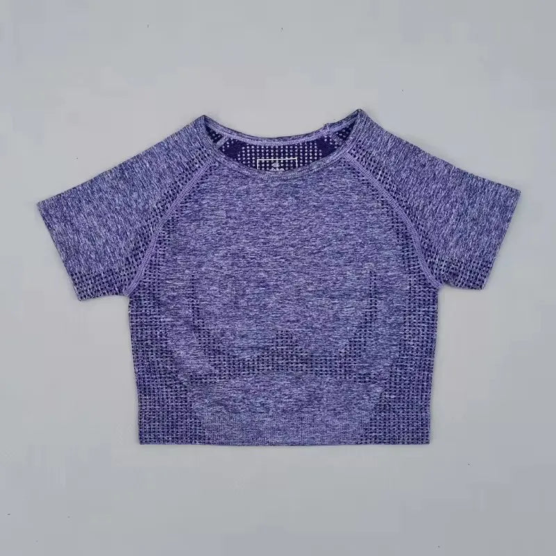 Seamless Yoga Top Short Sleeve Workout Tops For Women Fitness Gym Crop Top Athletic Sport T shirt Women Sportswear.