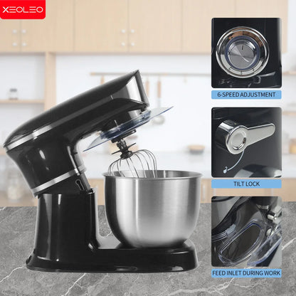 XEOLEO Electric Stand Mixer Kitchen Chef Machine 1300W Dough Mixer Maker 5L Egg Beater Kneader Food Blender.